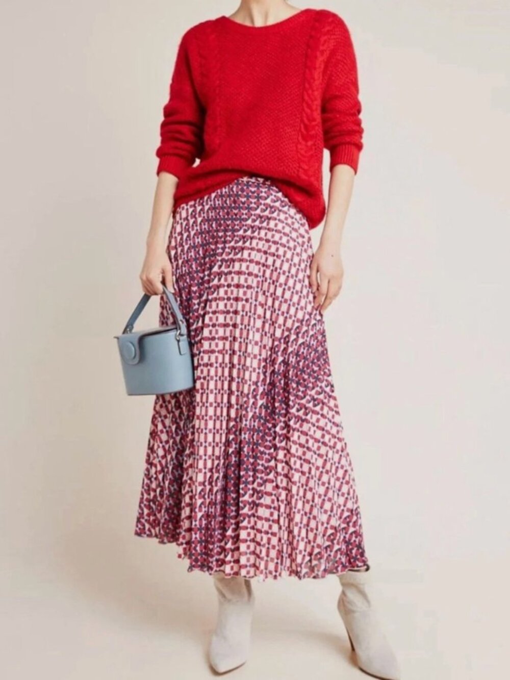 Anthropologie Hilda Abstract Pleated Skirt